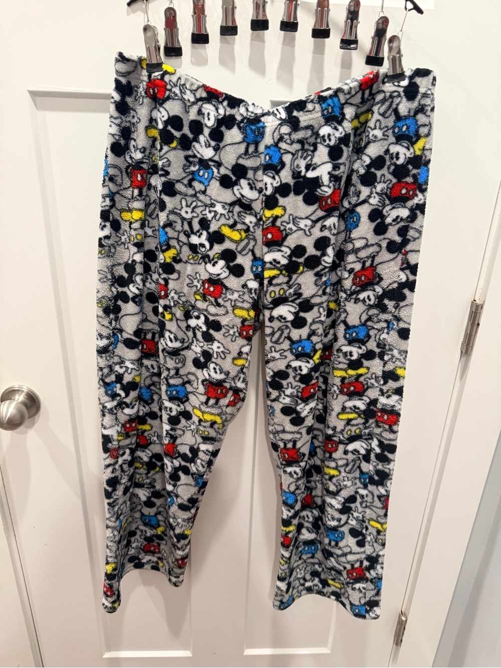 Disney Mickey Mouse Gray Plush Fleece Pajama Lounge Pants Allover Print large